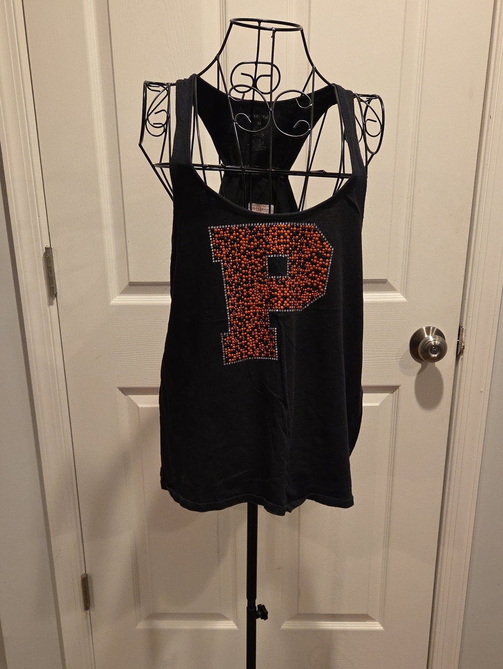 boxercraft Black Tank Top with Orange Studded P
